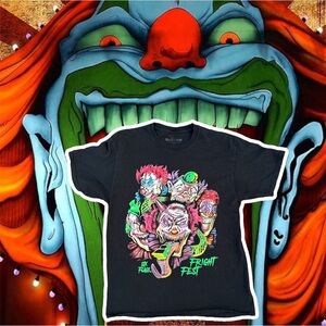 Six flags fright fest Sz L. Clown print tee